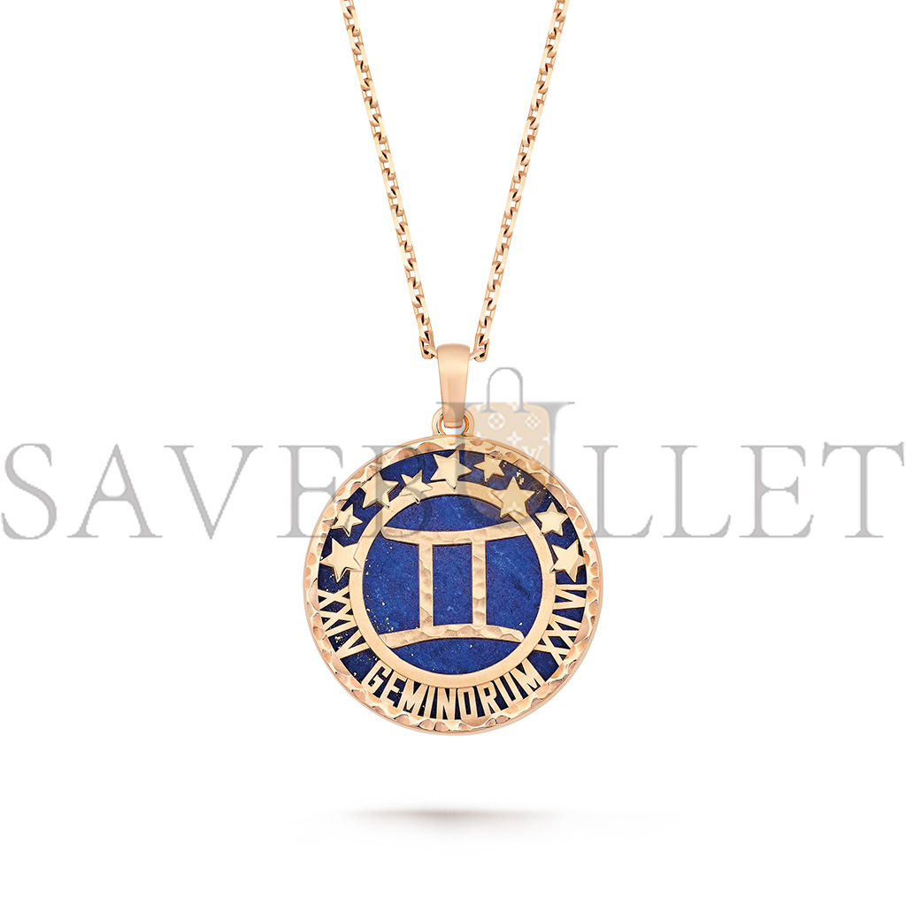 V*N CL*F arpels zodiaque long necklace geminorum (gemini) - rose gold, lapis lazuli    vcarp9rd00